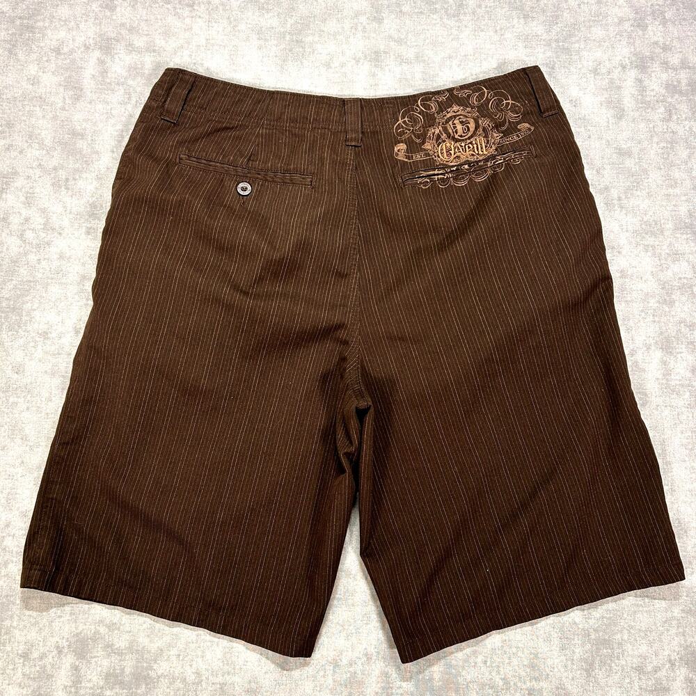 Vintage Y2K O'Neill Embroidered Pinstripe Shorts Baggy Brown Skate Surf Mens 34